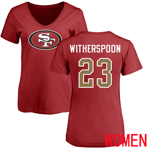 San Francisco 49ers Red Women Ahkello Witherspoon Name Number Logo 23 San Francisco 49ers